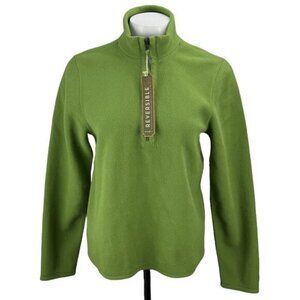 NWT EDDIE BAUER Women's Zip Neck Jersey Fleece Grove Size Medium Green / Gray